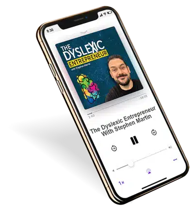 The Truth About Dyslexia podcast playing on a mobile phone