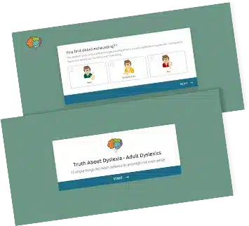 Short dyslexia self-assessment quiz for adults to quickly identify possible dyslexia traits in 3 minutes